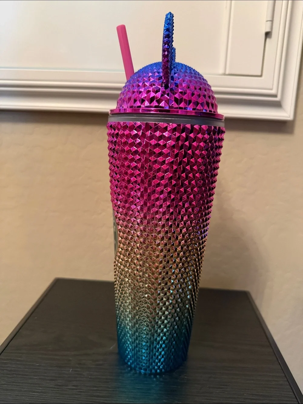 NWOT Starbucks Pink to Blue Tumbler with Ear Lid and Straw